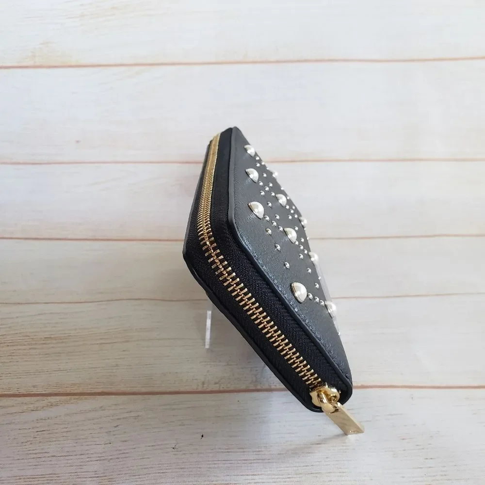 Kate Spade Hayes Street Pearl Lindsey Leather Long Zip Around Wallet Black